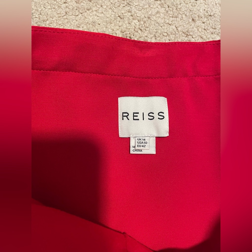 Reiss Red Rum Raffy Ruffle Dress Size 10 - Picture 6 of 10